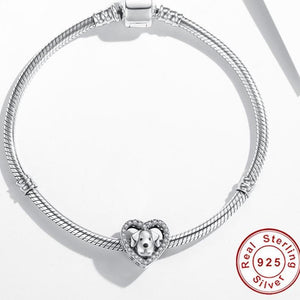Heart-Shaped Beagle Silver Charm BeadDog Themed Jewellery