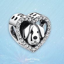 Load image into Gallery viewer, Heart-Shaped Beagle Silver Charm BeadDog Themed Jewellery
