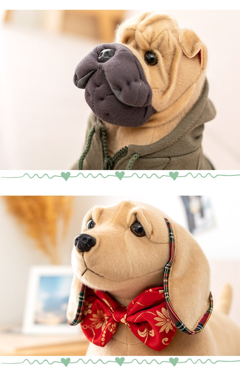 Hoodie Jacket Realistic Shar Pei Stuffed Animal Plush Toy