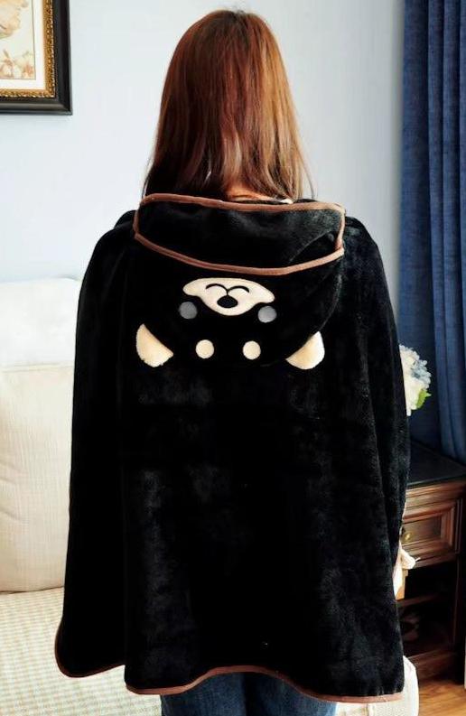 Husky And Akita Shiba Inu Hooded Plush Cloak Blanket Cape 3