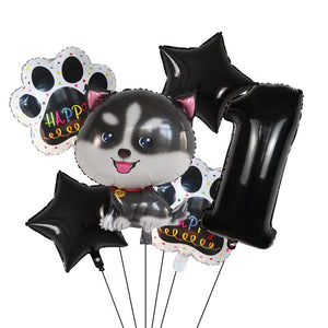 Image of siberian husky balloon party pack with 1 age balloon