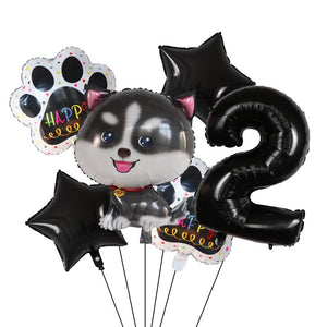 Image of siberian husky balloon party pack with 2 age balloon