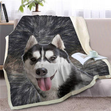 Load image into Gallery viewer, An image of a gorgeous Husky blanket with Husky design