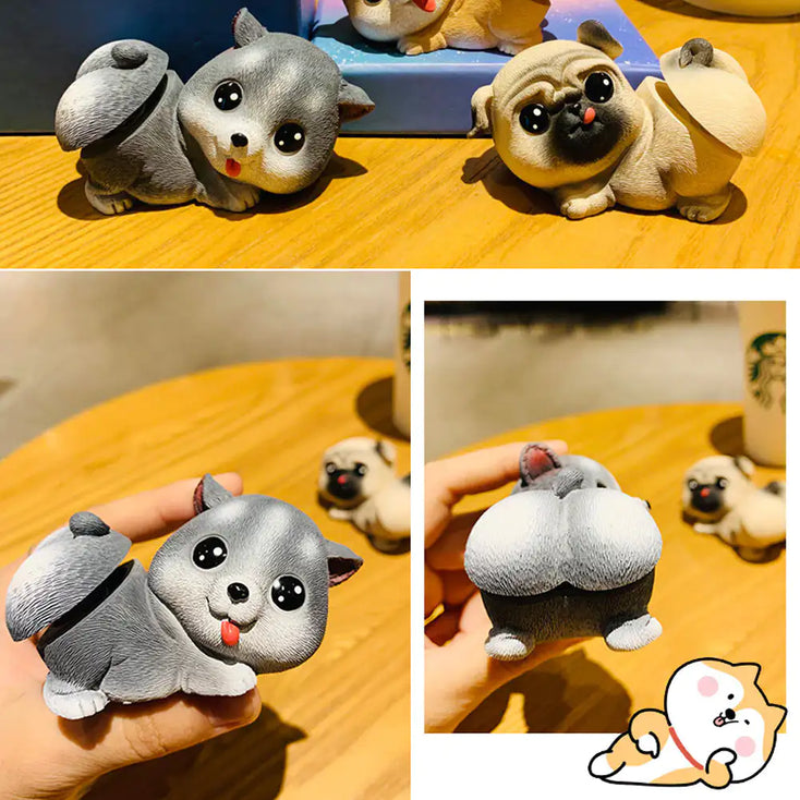 Image of the collage of Pug and Husky bobblehead in the the cutest bobble-butt design