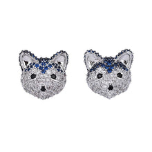 Load image into Gallery viewer, Image of Husky earrings in studded blue Husky design