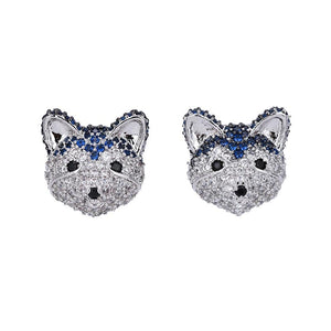 Image of Husky earrings in studded blue Husky design