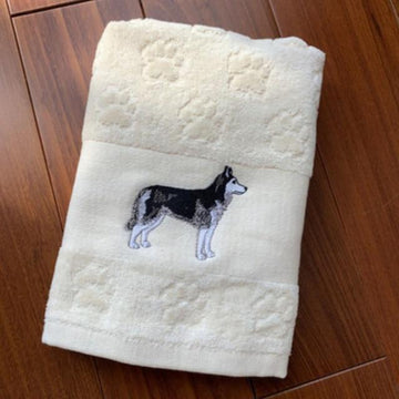 Husky Love Large Embroidered Cotton Towel 360x