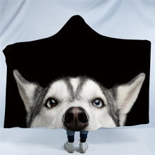 Load image into Gallery viewer, Husky Love Wearable Travel Blankets-Home Decor-Blankets, Dogs, Home Decor, Siberian Husky-Husky - Peeping-Sherpa Fleece - Large-1