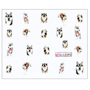Image of siberian husky nail art in different designs