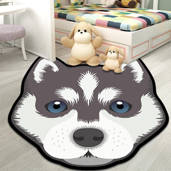 Image of a siberian husky rug in a children's room