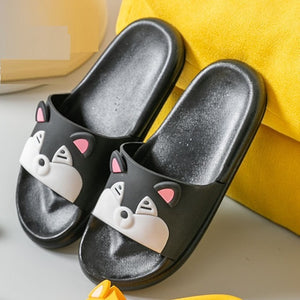Image of super cute Husky slippers in the color black