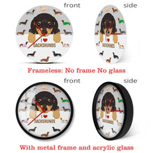 Load image into Gallery viewer, Image of i heart dachshund clock collage