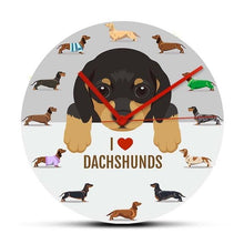 Load image into Gallery viewer, Image of a no frame i heart dachshund clock