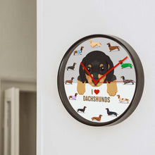 Load image into Gallery viewer, Image of i heart dachshund clock