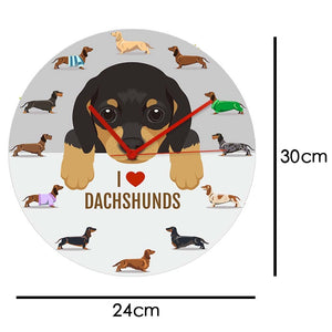 Image of a no frame i heart dachshund clock size