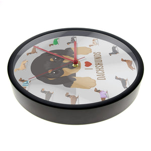 Image of i heart dachshund wall clock sideimage