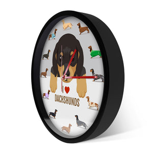 Image of i heart dachshund wall clock side image