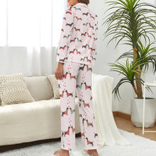 Load image into Gallery viewer, image of a woman wearing a pink pajamas set for women - pink pajamas set for women - dachshund pajamas set - back view