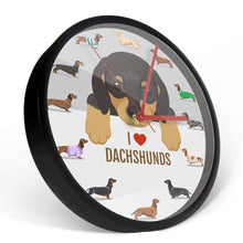 Load image into Gallery viewer, Image of a weenie dog wall clock