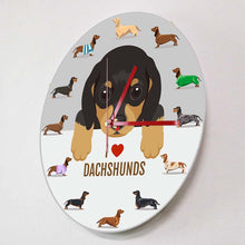 Load image into Gallery viewer, Image of i heart dachshunds wall clock