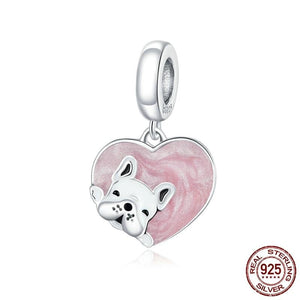 I Heart French Bulldogs Silver Pendant-Dog Themed Jewellery-Dogs, French Bulldog, Jewellery, Pendant-1