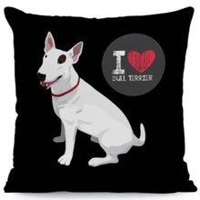 Load image into Gallery viewer, I Heart My Boston Terrier Cushion CoversCushion CoverOne SizeBull Terrier - Black BG