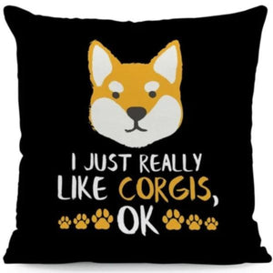 I Just Really Like Pugs OK Cushion CoverCushion CoverOne SizeCorgi - Face