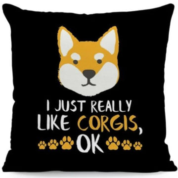 I Just Really Like Shibas OK Cushion CoverCushion CoverOne SizeCorgi - Face