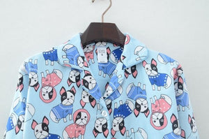 Image of boston terrier pajama set - close up view of the top