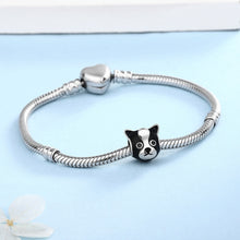 Load image into Gallery viewer, Image of a boston terrier charm made with 925 sterling silver