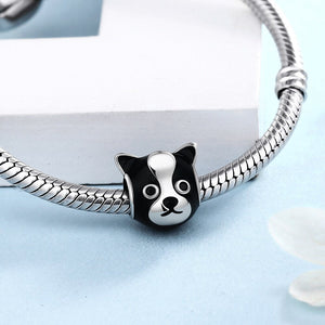 Image of boston terrier charm made with 925 sterling silver