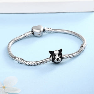 Image of an adorable 925 sterling silver boston terrier charm