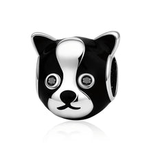 Load image into Gallery viewer, Image of an adorable boston terrier charm bead made with 925 sterling silver
