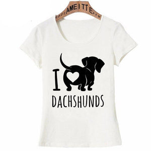 I Love Dachshunds Womens T Shirt-Apparel-Apparel, Dachshund, Dogs, Shirt, T Shirt, Z1-6