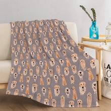 Load image into Gallery viewer, Image of a Golden Retriever blanket in an infinite smiling Golden Retrievers design