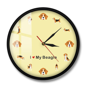 I Love My Beagle Wall Clock-Home Decor-Beagle, Dogs, Home Decor, Wall Clock-Metal and Glass Frame-5