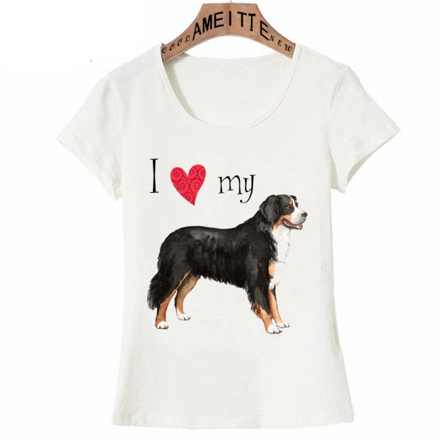 I Love My Bernese Mountain Dog Womens T Shirt-Apparel-Apparel, Bernese Mountain Dog, Dogs, T Shirt, Z1-XXL-1