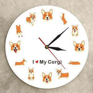 I Love My Corgi Wall Clock-Home Decor-Corgi, Dogs, Home Decor, Wall Clock-12