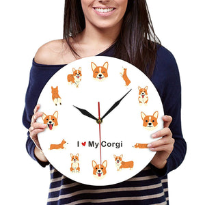 I Love My Corgi Wall Clock-Home Decor-Corgi, Dogs, Home Decor, Wall Clock-2