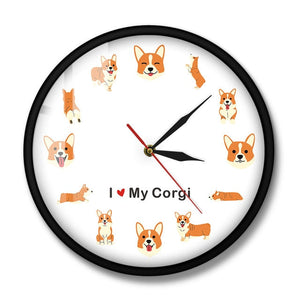 I Love My Corgi Wall Clock-Home Decor-Corgi, Dogs, Home Decor, Wall Clock-Metal and Glass Frame-5