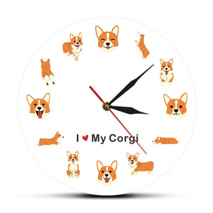 I Love My Corgi Wall Clock-Home Decor-Corgi, Dogs, Home Decor, Wall Clock-9