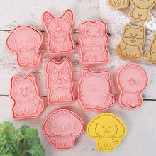 Load image into Gallery viewer, Image of dog cookie cutters in 8 breed designs