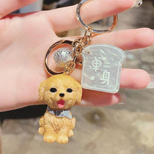 Image of a super-cute Golden Retriever keychain in 3D Golden Retriever design