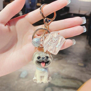 Image of a super-cute Pug keychain in 3D Pug design