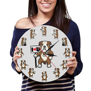 I Love My English Bulldog Wall Clock-Home Decor-Dogs, English Bulldog, Home Decor, Wall Clock-2