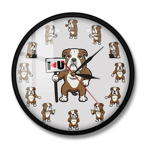 I Love My English Bulldog Wall Clock-Home Decor-Dogs, English Bulldog, Home Decor, Wall Clock-Metal Frame-7