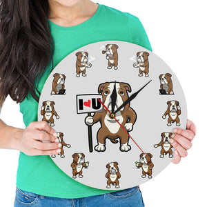 I Love My English Bulldog Wall Clock-Home Decor-Dogs, English Bulldog, Home Decor, Wall Clock-8