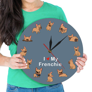 I Love My Fawn Frenchie Wall Clock-Home Decor-Dogs, French Bulldog, Home Decor, Wall Clock-2