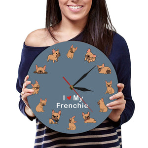 I Love My Fawn Frenchie Wall Clock-Home Decor-Dogs, French Bulldog, Home Decor, Wall Clock-4