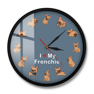 I Love My Fawn Frenchie Wall Clock-Home Decor-Dogs, French Bulldog, Home Decor, Wall Clock-Metal and Glass Frame-8